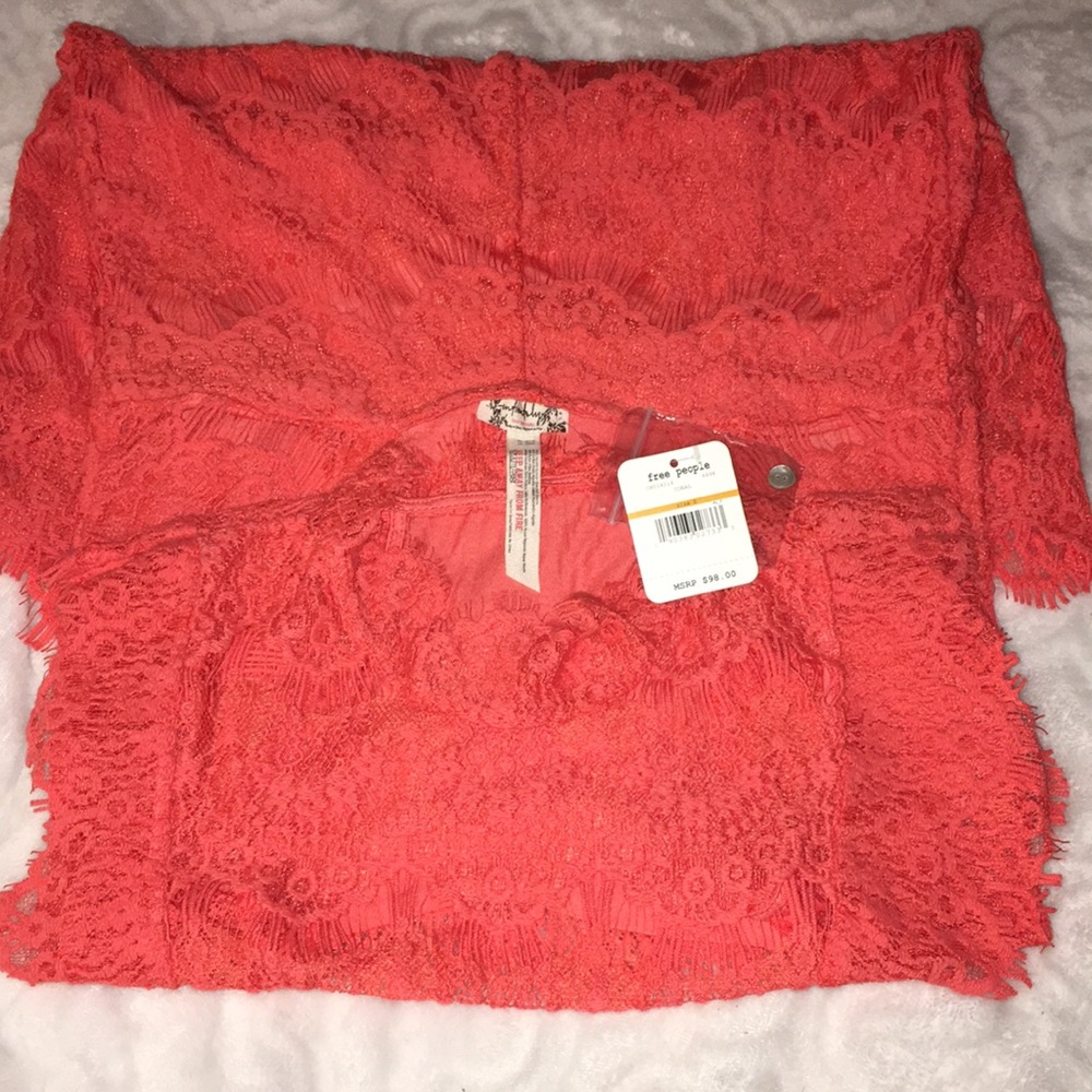 FREE PEOPLE coral orange lace Dress, size S - Picture 3 of 6